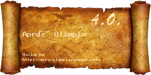 Apró Olimpia névjegykártya